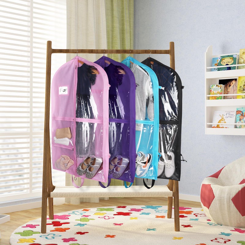Zilink 40" Dance Garment Bags for Dancers Clear Garment Bags for Dance Costume with 5 Clear Zipper Pockets Stable Buckles and Carry Handles for Dance Competition Closet Storage, Set of 3 - Image 4