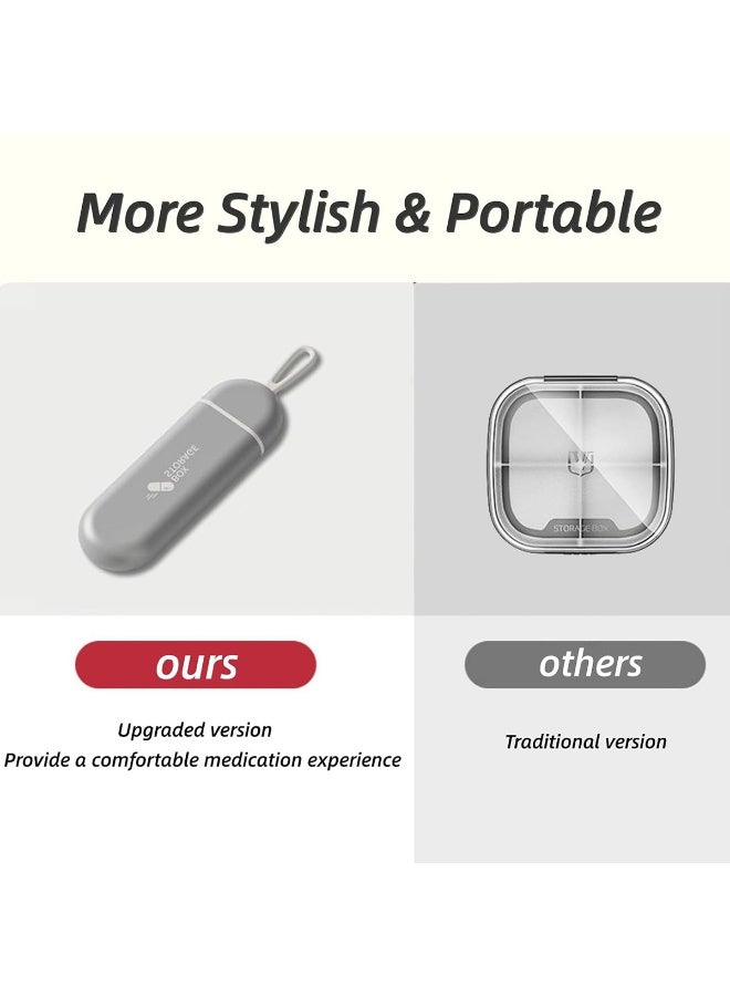 Three-Compartments Portable Pill Case Travel Moisture Proof Pill Box for Tablets Vitamins Cod Liver Oil Supplements and Medication,Grey. - Image 4