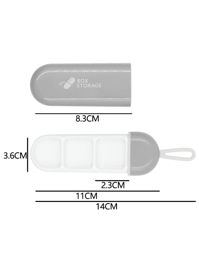 Three-Compartments Portable Pill Case Travel Moisture Proof Pill Box for Tablets Vitamins Cod Liver Oil Supplements and Medication,Grey. - Image 5
