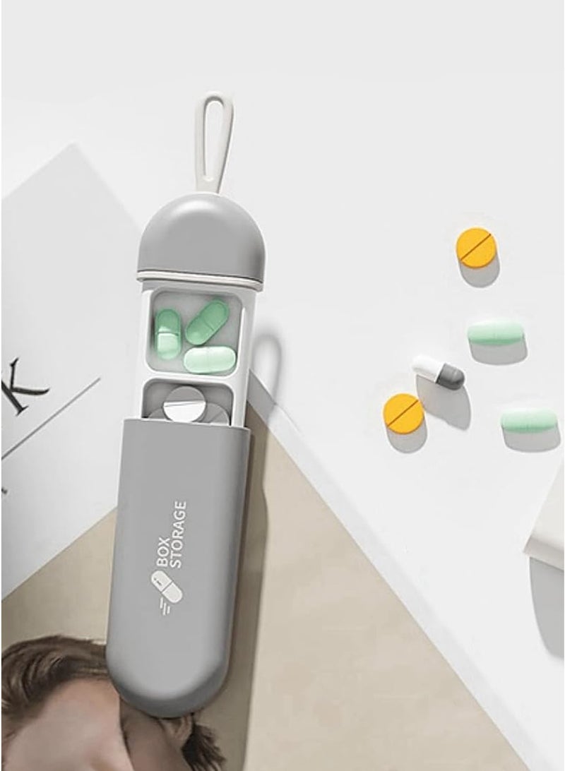 Three-Compartments Portable Pill Case Travel Moisture Proof Pill Box for Tablets Vitamins Cod Liver Oil Supplements and Medication,Grey. - Image 3