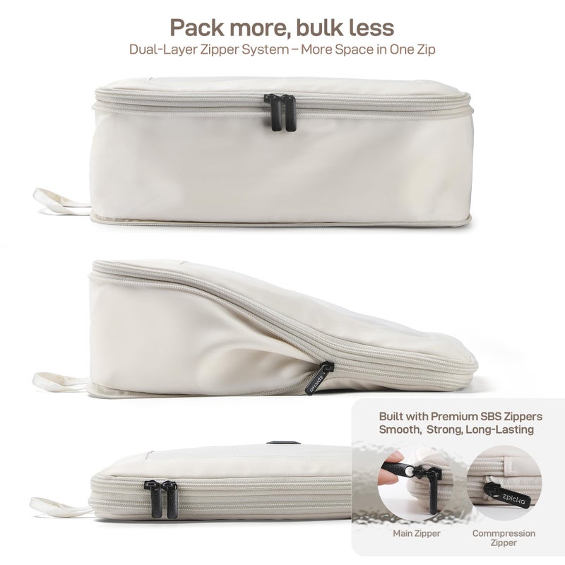 EPICKA TripCozy Compression Packing Cubes - 4 Set Durable Travel Organizer Bags with Mesh Top, Expandable Travel Accessories for Carry on, Luggage, Suitcase, Backpack (Beige) - Image 2