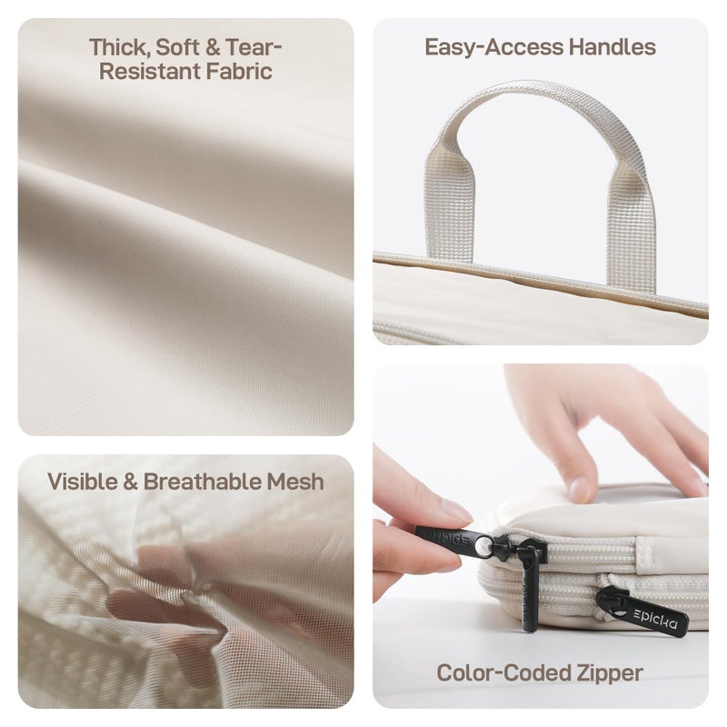 EPICKA TripCozy Compression Packing Cubes - 4 Set Durable Travel Organizer Bags with Mesh Top, Expandable Travel Accessories for Carry on, Luggage, Suitcase, Backpack (Beige) - Image 4