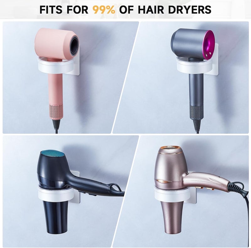 Oukimly Store Hair Dryer Holder Wall Mounted, Blow Dryer Holder, Hair Tool Organizer for Hair Dryer Storage Hanger, Adhesive Hairdryer Holder for Bathroom Barber Shop (White) - Image 5