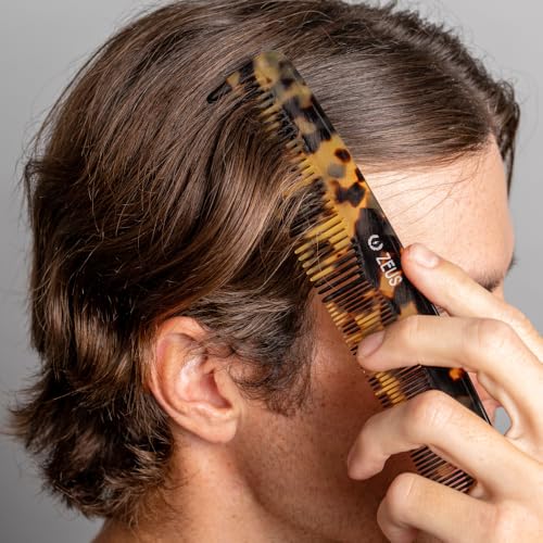 ZEUS 7.5” Large Hair Comb for Men, Handcrafted Saw-Cut Design with Non-Static Material for Smooth, Tangle-Free Styling (Tortoiseshell) Y12 - Image 3