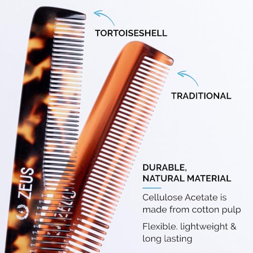 ZEUS 7.5” Large Hair Comb for Men, Handcrafted Saw-Cut Design with Non-Static Material for Smooth, Tangle-Free Styling (Tortoiseshell) Y12 - Image 5