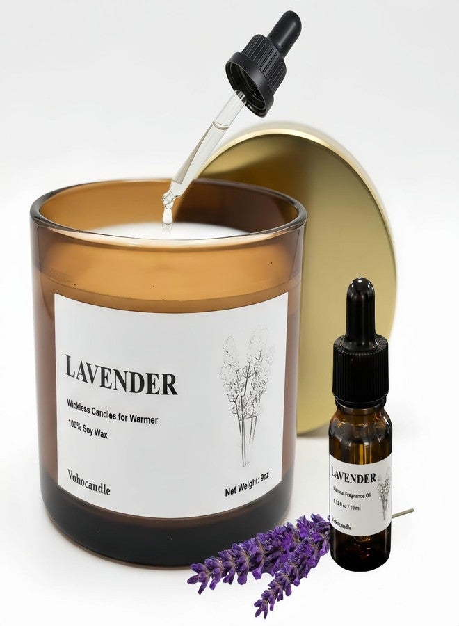 VOHO Lavender Wickless Candles for Candle Warmer Lamp, 9oz Soy Scented Candles & 10ml Essential Oil for Customizable Aroma, Wickless Lavender Candle for Warmer Lamp Birthday Housewarming Holiday Gifts - Image 1