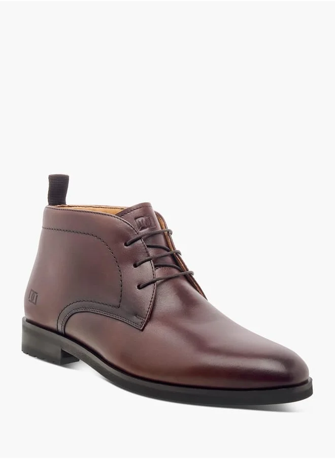 DUCHINI Mens Solid Lace-Up Chukka Boots with Pull Tabs