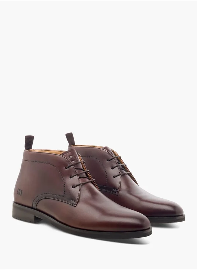 DUCHINI Mens Solid Lace-Up Chukka Boots with Pull Tabs