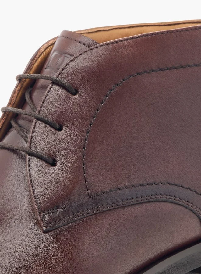 DUCHINI Mens Solid Lace-Up Chukka Boots with Pull Tabs