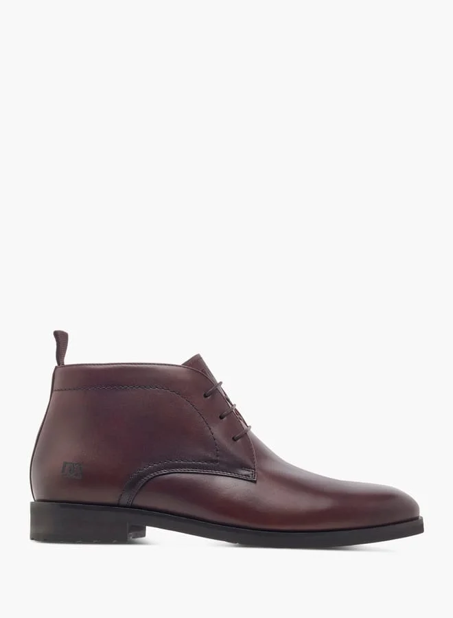 DUCHINI Mens Solid Lace-Up Chukka Boots with Pull Tabs
