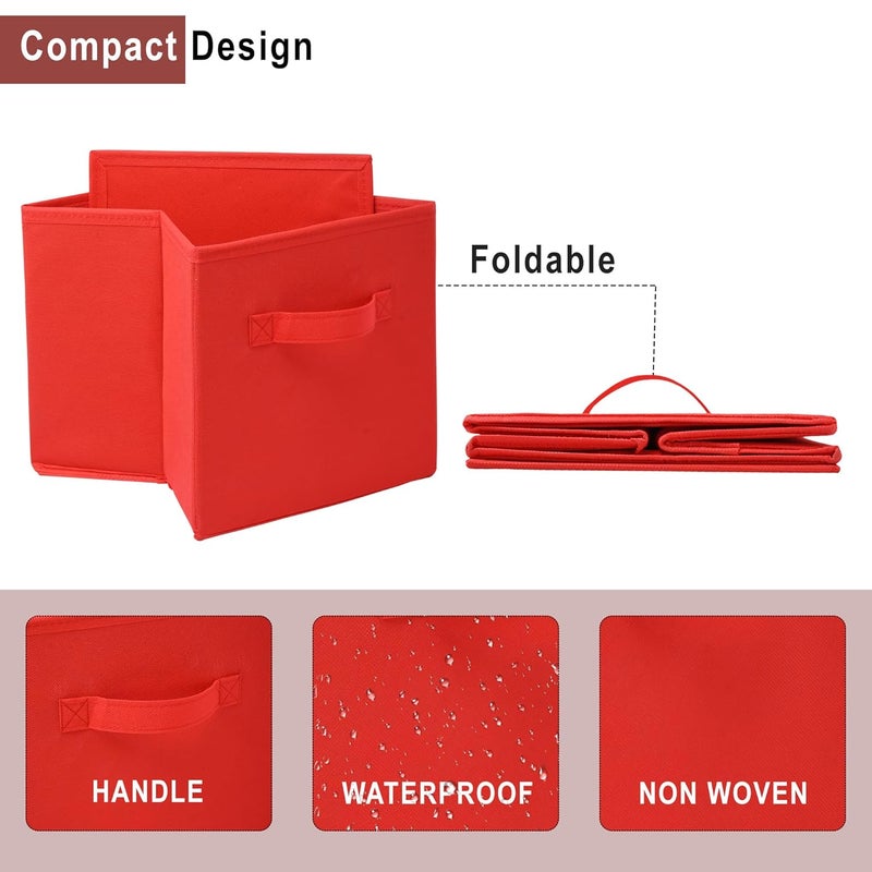 Kuber Industries Pack of 3 Square Foldable Multipurpose Wardrobe Storage Organizer for Home Portable CupboardCloset Organiser Storage Box for Clothes Toys Pink Red Grey - Image 4