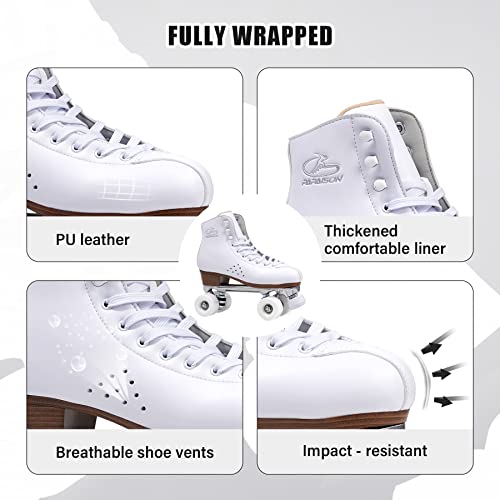 PAPAISON Roller Skates for Women and Girls, Deluxe 2 Layer Microfiber Leather Double Row-Classic Roller Skates for Men, Professional Outdoor Indoor Quad-Skates for Kids & Adults - Image 5