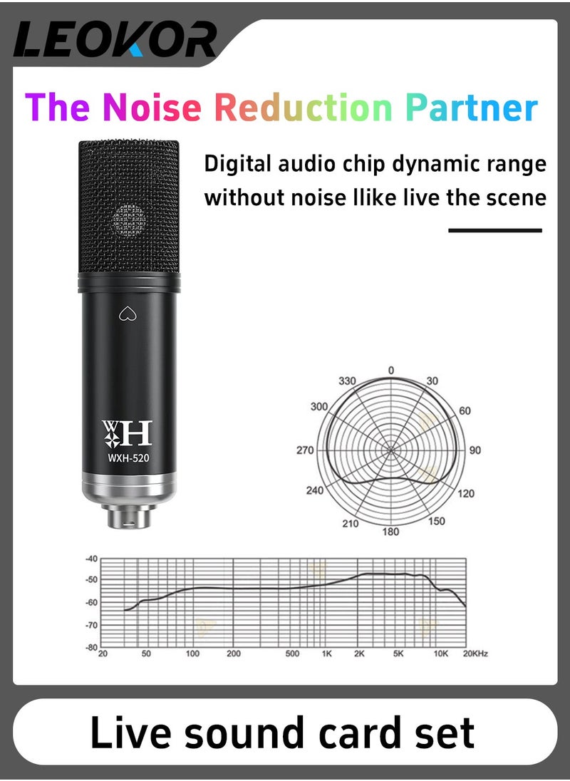LEOKOR - Sound Card Microphone Podcast Package,Live Broadcast Equipment with Ring Light/Recording Studio for Live Streaming/Suitable for Podcasting/Live Broadcasting/Singing/PC/Mobile/TikTok/YouTube - Image 1