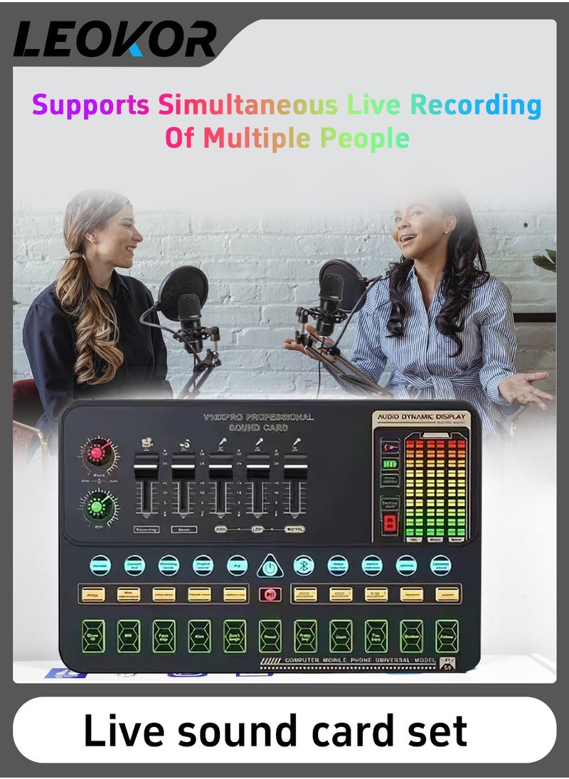 LEOKOR - Sound Card Microphone Podcast Package,Live Broadcast Equipment with Ring Light/Recording Studio for Live Streaming/Suitable for Podcasting/Live Broadcasting/Singing/PC/Mobile/TikTok/YouTube - Image 1