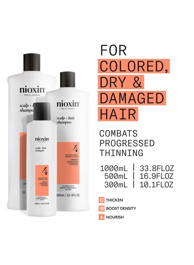 Nioxin System 4 Scalp + Hair Shampoo - Hair Thickening Shampoo For Damaged Hair with Progressed Thinning, 33.8 fl oz (Packaging May Vary) - Image 4
