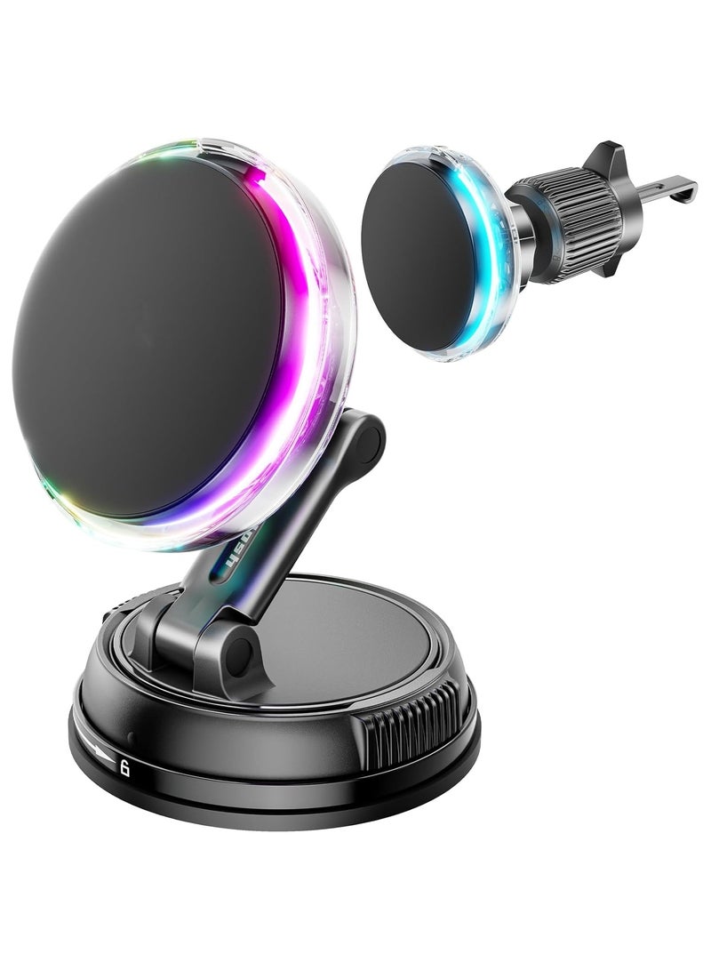 for Qi2 15W MagSafe Car Mount Charger with Cooling Fan, Rapid Charging Cooler with rgb Lights, 78LBS Stronger Suction Wireless Magnetic Mount on Vent,Dash,Windshield, for iPhone 16 15 14 13 12 - Image 1