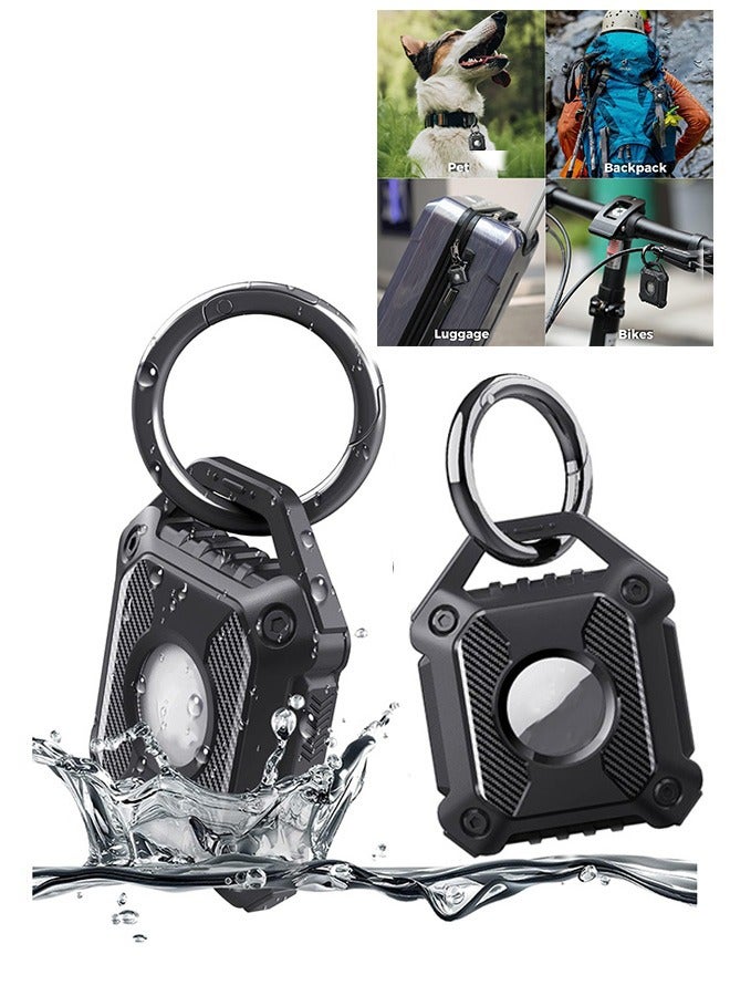 Hihonor 2 Pack Waterproof Airtag Holder, Air Tag Keychain, Anti-Theft Protective Tracker Case with Key Ring for Apple Air Tags, IP68 Airtags Case for Men's Wallet Luggage, Keys, Bags, Dog Pet Collar  - Image 2
