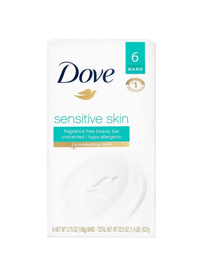Dove صابون الجمال ينظف البشرة الحساسة بلطف ويغذيها ويزيل البكتيريا بفعالية مع تغذية بشرتك 3.75 أونصة 6 قطع - Image 1
