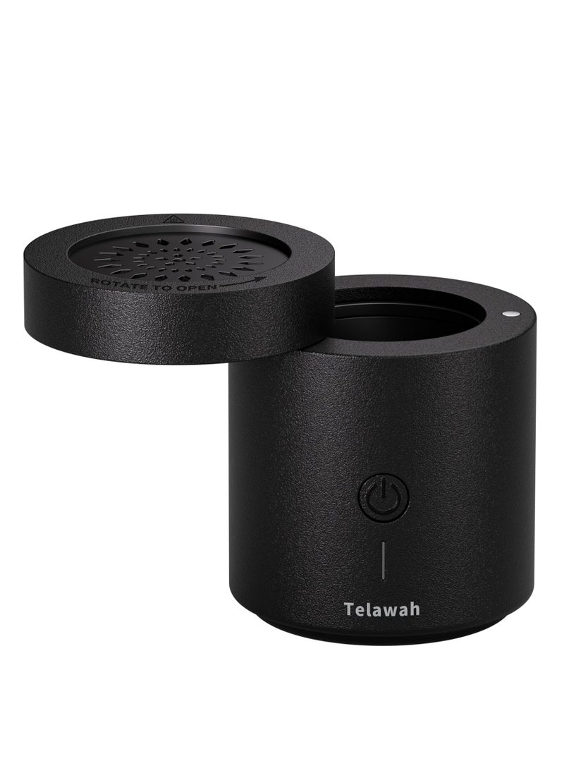 Telawah - Telawah Electric Aroma Diffuser Incense Burner Bukhoor For Home Hotel Freshening Portable Aroma Diffuser Decoration Safe Convenient and Easy to Use 9 x 9 x 11 cm(Black Pattern Top Cover) - Image 1