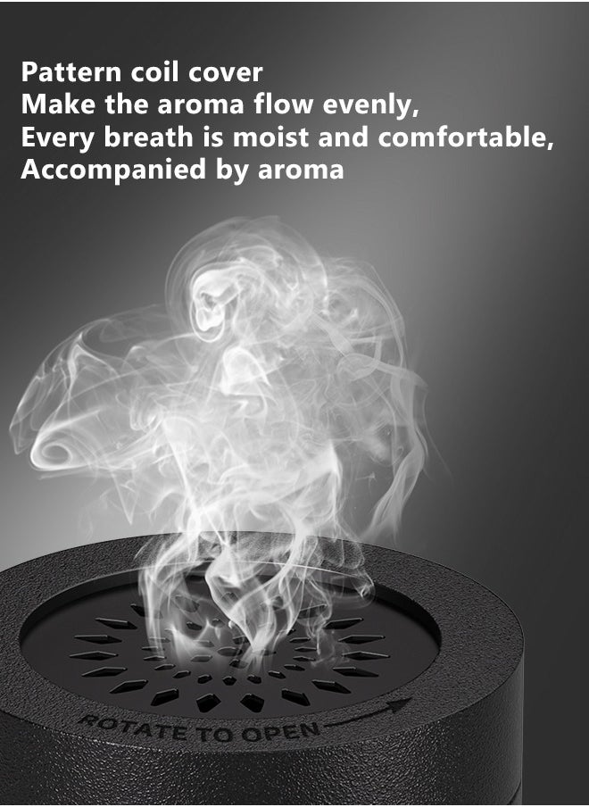 Telawah - Telawah Electric Aroma Diffuser Incense Burner Bukhoor For Home Hotel Freshening Portable Aroma Diffuser Decoration Safe Convenient and Easy to Use 9 x 9 x 11 cm(Black Pattern Top Cover) - Image 1
