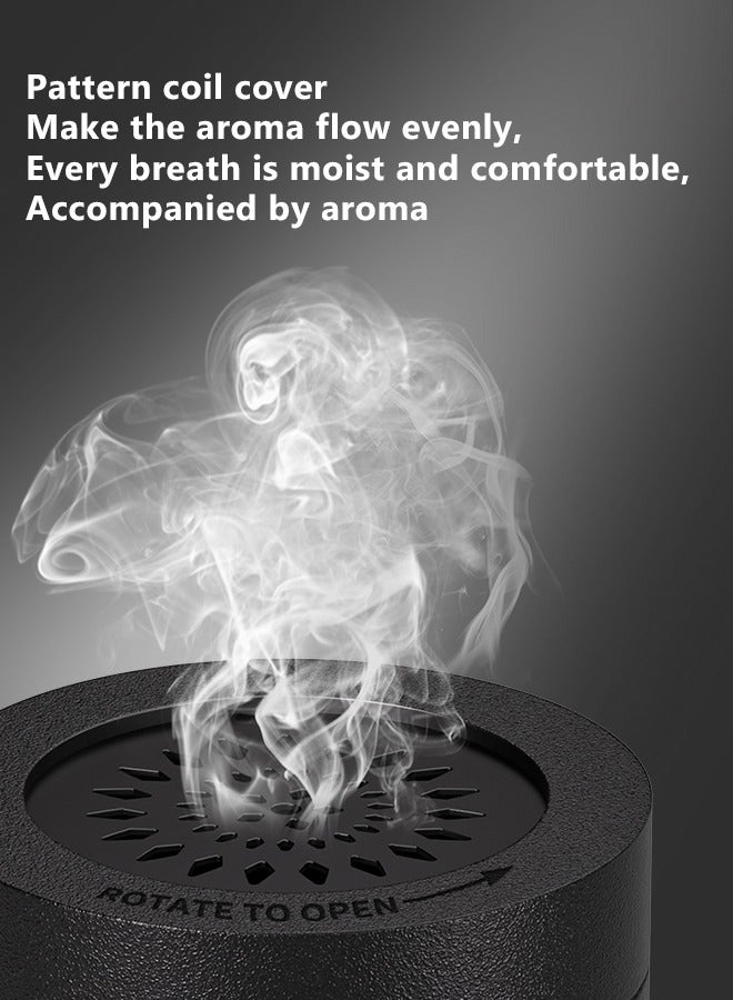 Telawah Telawah Electric Aroma Diffuser Incense Burner Bukhoor For Home Hotel Freshening Portable Aroma Diffuser Decoration Safe Convenient and Easy to Use 9 x 9 x 11 cm(Black Pattern Top Cover)  - Image 5