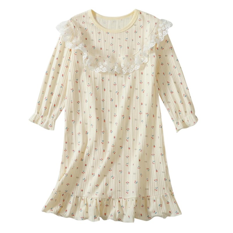 kiddook Girls' Cotton Dress,Toddler Soft Breathable Dresses 3-12Years(Cherry,6-7Years) - Image 1