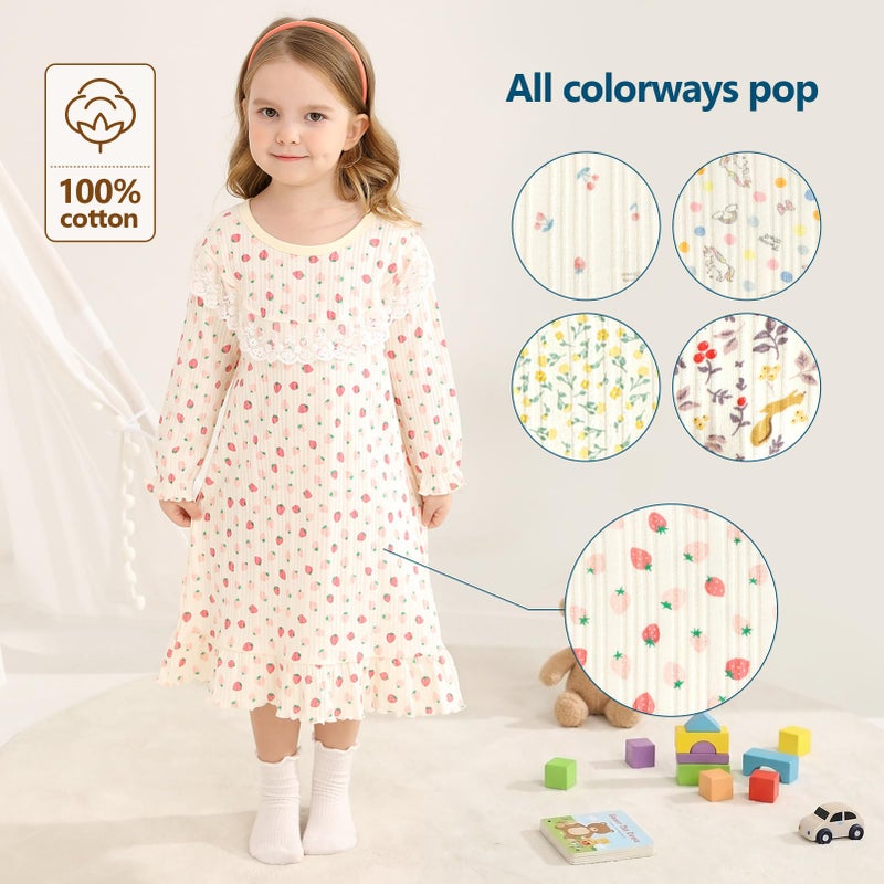 kiddook Girls' Cotton Dress,Toddler Soft Breathable Dresses 3-12Years(Cherry,6-7Years) - Image 4