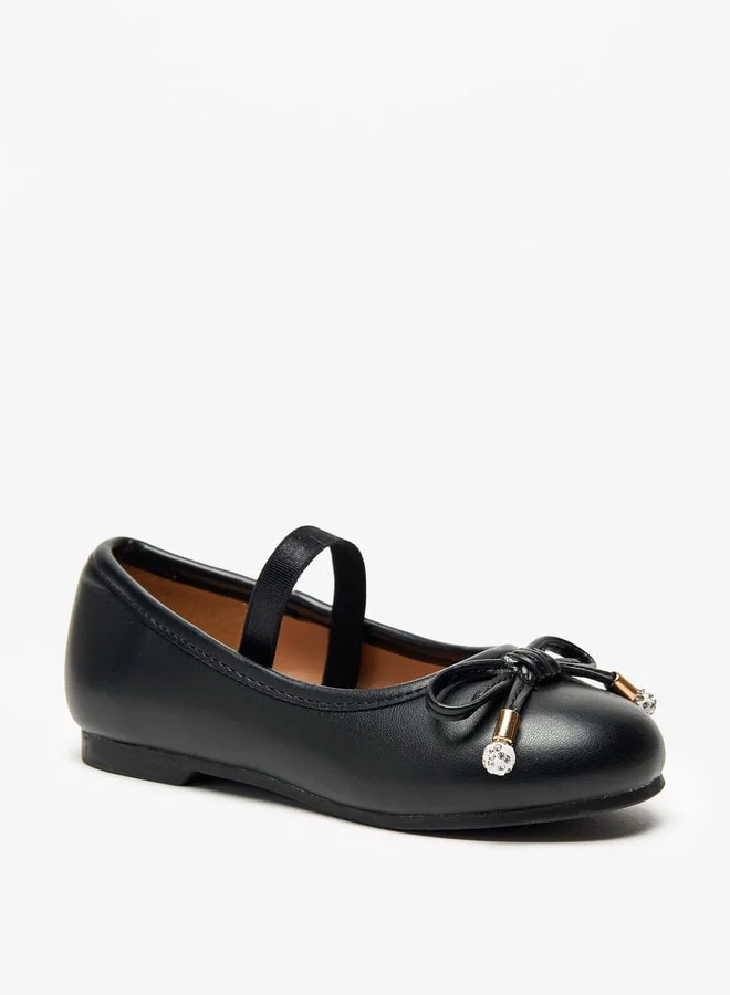 جونيورز Girls Bow Accent Slip-On Ballerina Shoes with Elastic Strap