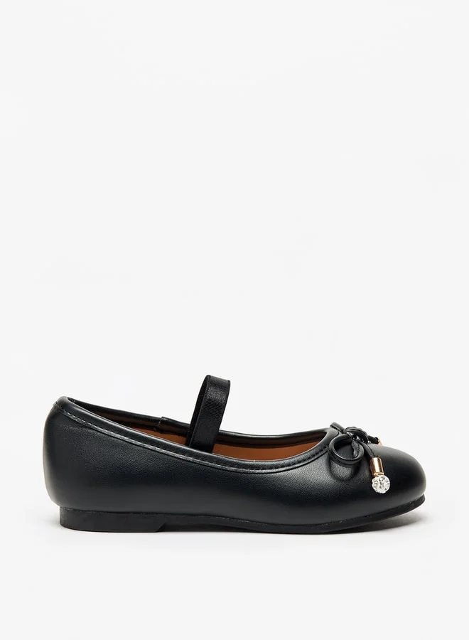 جونيورز Girls Bow Accent Slip-On Ballerina Shoes with Elastic Strap