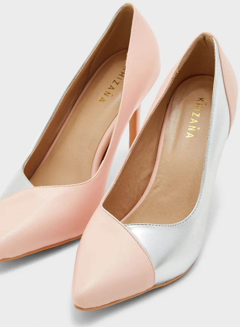 Khizana Metallic Colourblock Pointed Pump
