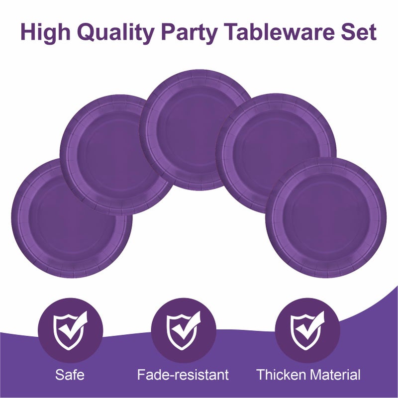 Aixuler 40Pcs Disposable Paper Plates Purple Including 20pcs 9"" and 20pcs 7"" Plates Strong and Sturdy Disposable Plates for Party  Dinner  Holiday  Picnic Birthday Party  Dinner Table  Wedding - Image 3