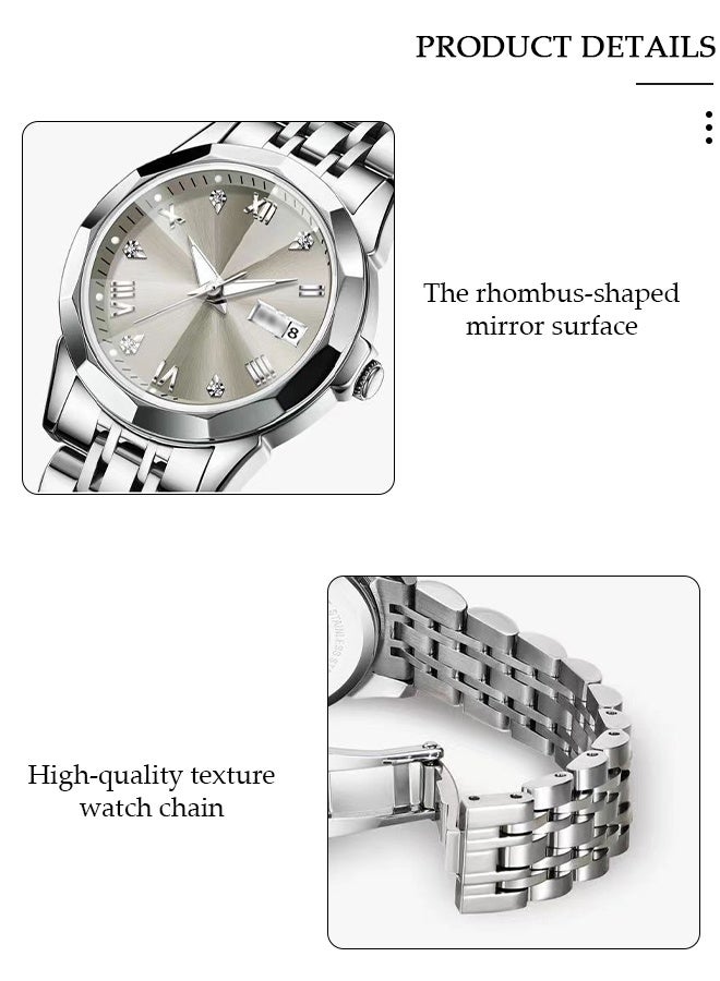 DUNISO Women's watch, steel bracelet double calendar women's watch, water-resistant women's wristwatch, high-end women's watch, women's style watch - Image 4