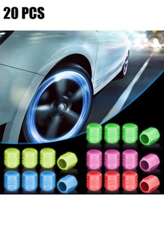 HY 20 Pcs Glow in The Dark Tire Valve Caps Glow in The Dark Valve Stem Caps Glow in The Dark Tire Caps Glow in The Dark Valve Caps for Most Cars Motorcycles Bicycles (5Colors)  - Image 1