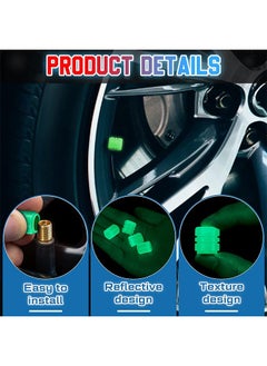 HY 20 Pcs Glow in The Dark Tire Valve Caps Glow in The Dark Valve Stem Caps Glow in The Dark Tire Caps Glow in The Dark Valve Caps for Most Cars Motorcycles Bicycles (5Colors)  - Image 4