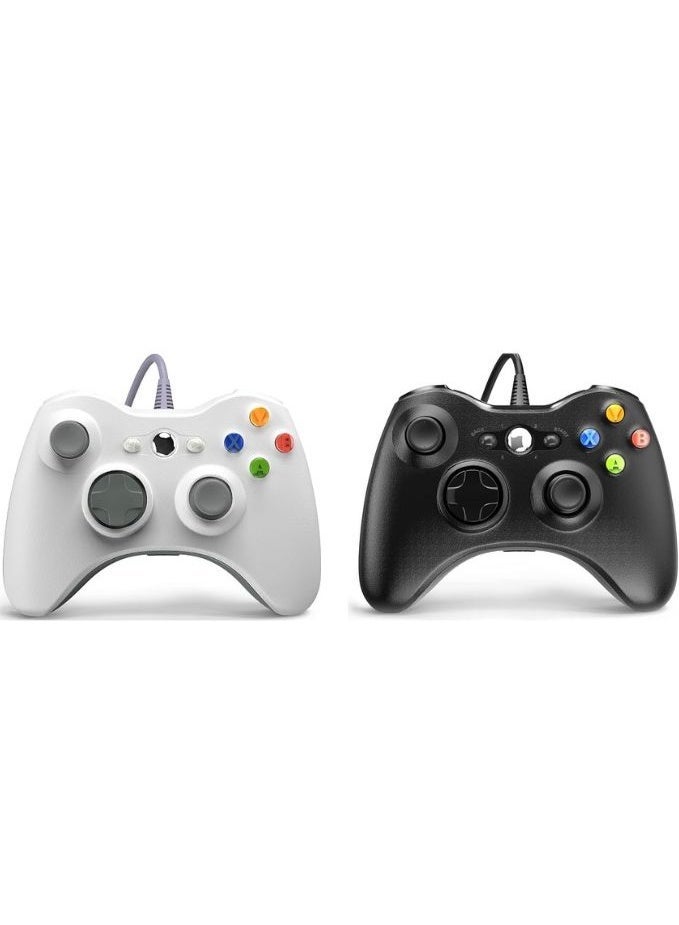 2-Pack Wired Game Controllers for Xbox 360 & PC - USB Gaming Controller with Dual Vibration, Precision Analog Sticks, Responsive Buttons and Ergonomic Grip - WHITE- BLACK - Image 1