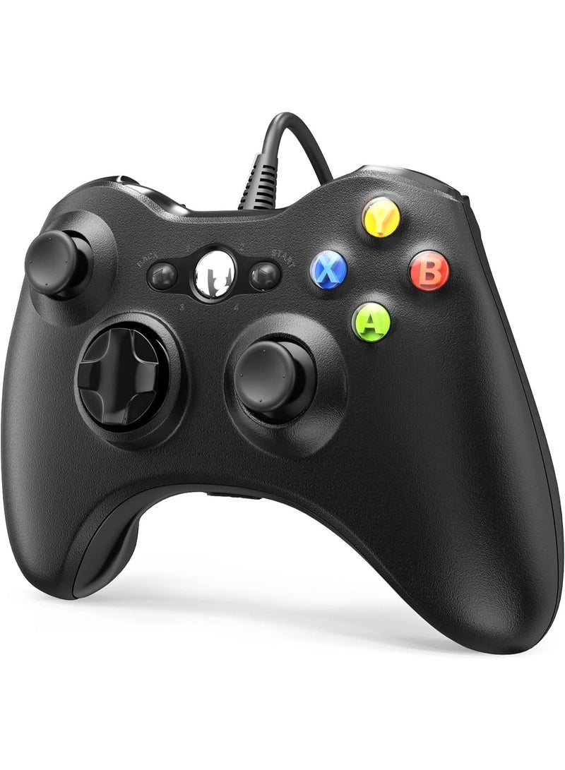 2-Pack Wired Game Controllers for Xbox 360 & PC - USB Gaming Controller with Dual Vibration, Precision Analog Sticks, Responsive Buttons and Ergonomic Grip - WHITE- BLACK - Image 2