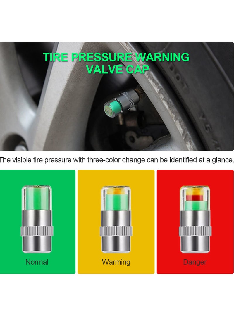 SYOSI 12Pcs 2.2Bar 32PSI Tire Pressure Monitor Valve Stem Caps Car Tire Pressure Sensor Indicator Tire Pressure Alert 3 Color for Car Motorbike Bicycle - Image 4
