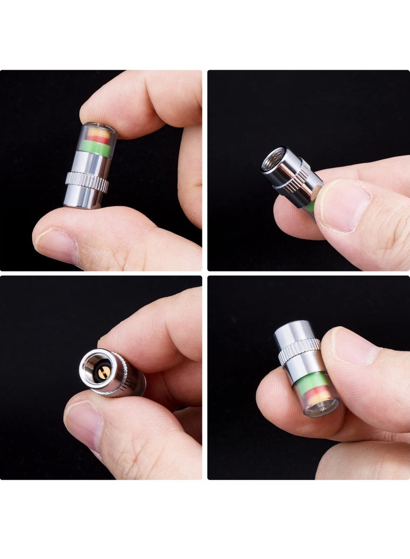 SYOSI 12Pcs 2.2Bar 32PSI Tire Pressure Monitor Valve Stem Caps Car Tire Pressure Sensor Indicator Tire Pressure Alert 3 Color for Car Motorbike Bicycle - Image 3