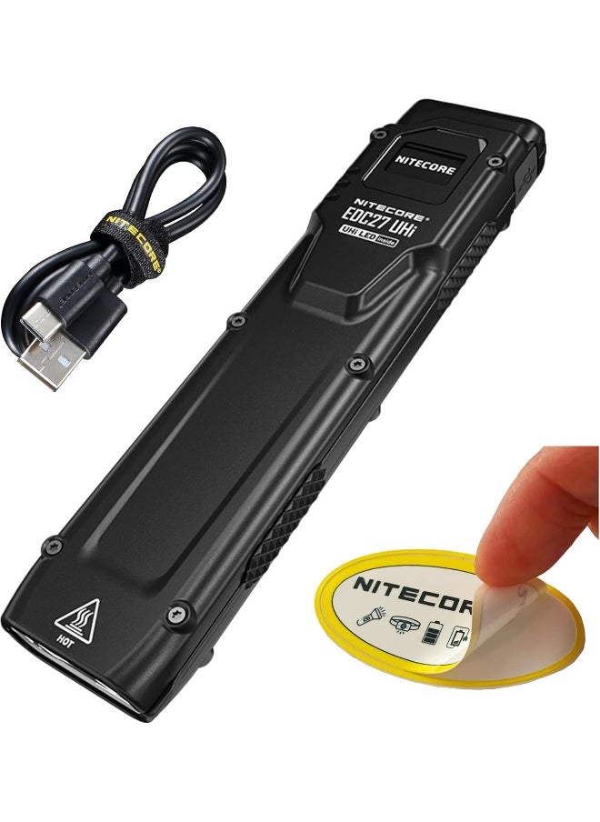 Edc27 Uhi Flat Edc Flashlight 3100 Lumen Usb-C Rechargeable High Lumen Slim With Digital Display Sticker