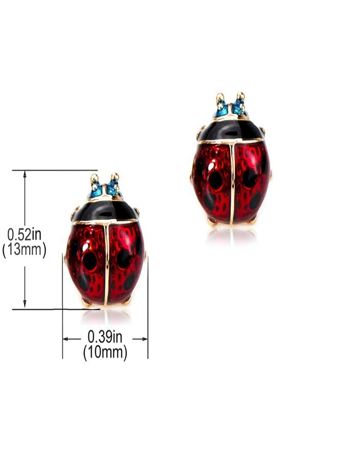 HQLA Hypoallergenic Christmas Stud Earrings18K Rose Gold Plated Red Ladybug Little Animal Cute Tiny Studs for Women Xmas Party Gifts Fashion Jewelry(Middle) - Image 2