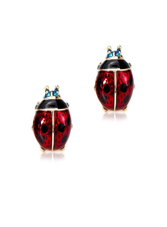 HQLA Hypoallergenic Christmas Stud Earrings18K Rose Gold Plated Red Ladybug Little Animal Cute Tiny Studs for Women Xmas Party Gifts Fashion Jewelry(Middle) - Image 1