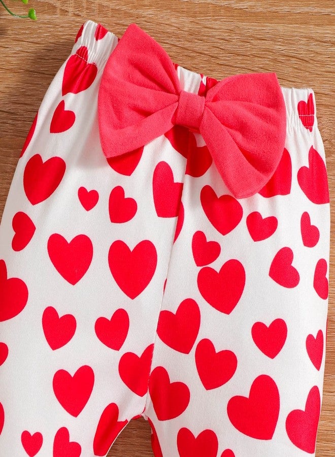 FOCICI Baby Girl Valentines Outfit 3-6 Month Infant Clothes Love Elephant Romper Top + Heart Pants Cute Bow Headband 3pc Set Red 3-6 Months - Image 5