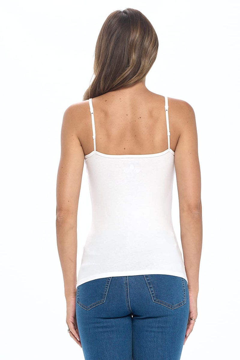 Natural Uniforms Women's Basic Camisole with Adjustable Spaghetti Strap Tank Top (White, Large) - Image 5