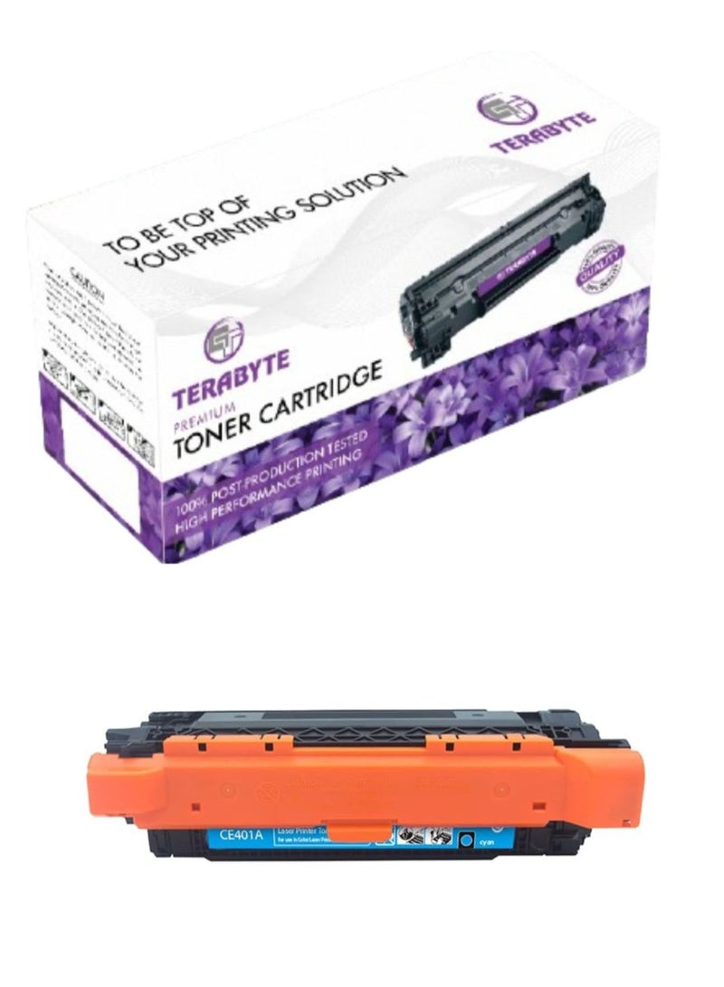 Terabyte 507A Toner Cartridge CE401A Compatible For Laser Jet Enterprise 500 Color M551n M525f M525dn M570M 575f Printer 401A 507 (CE401A(Cyan)) - Image 1