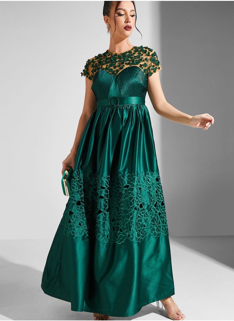 Threadz by Ajooni Lace Detail Belted Dress  - Image 1