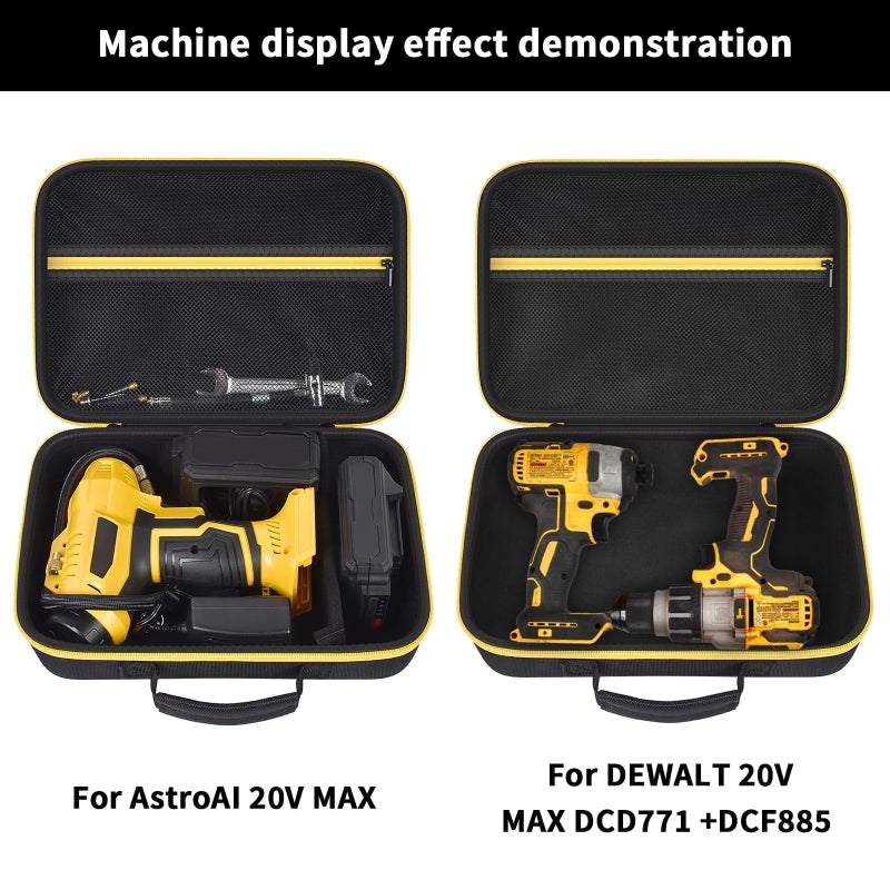 Grapsa Hard Storage Tools Case, Store for DeWalt Drill Tools & Angle Grinder/for AstroAI Tire Inflator and More - 12"x8"x2" with Mesh Pocket & Comfort Handle - Image 3
