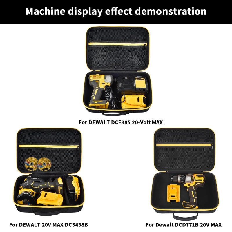 Grapsa Hard Storage Tools Case, Store for DeWalt Drill Tools & Angle Grinder/for AstroAI Tire Inflator and More - 12"x8"x2" with Mesh Pocket & Comfort Handle - Image 4