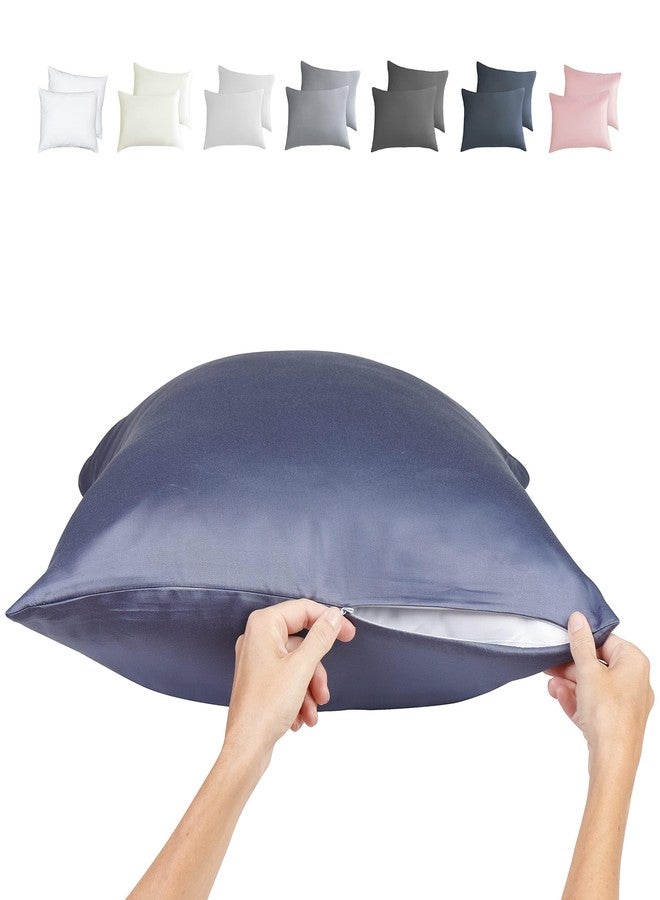 JOMO Zippered Pillowcases - King Size 36x20, 100% Viscose Derived from Bamboo, 2 PK, Navy Gray - Cooling Pillow Cases - Silky Pillow Covers for Hot Sleepers, Menopause, Night Sweats - by JoMo - Image 1
