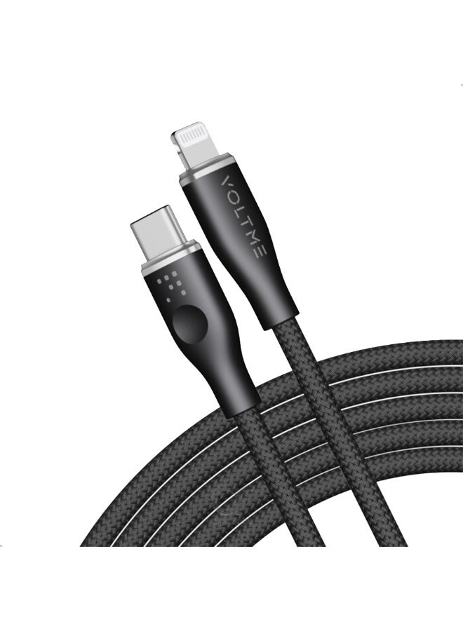 فولتمي سلك شاحن فولتمي سلسلة روج مظفر من USB-C إلى آيفون بطول 2 م وبقوة 30 واط - أسود - Image 1