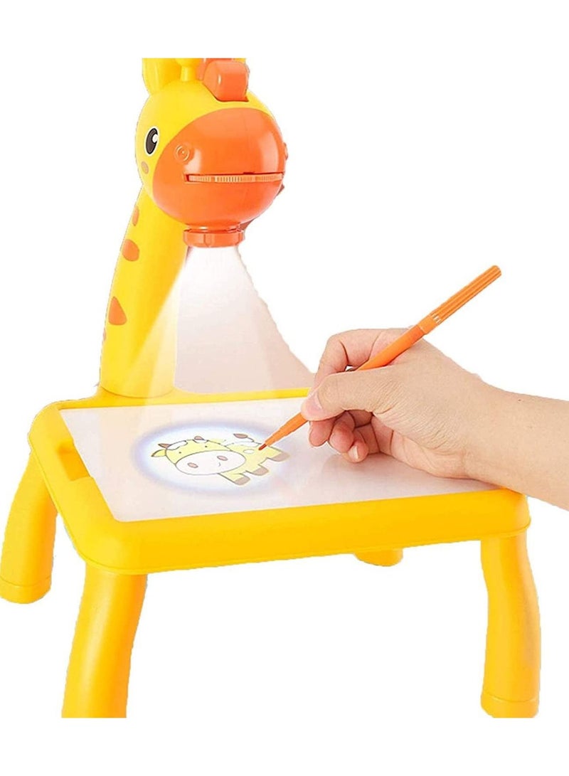 Children Led Projector Art Drawing Table Toys Kids Painting Board Desk Arts Crafts Educational Learning Paint Tools Toy for Girl(Yellow) - Image 5